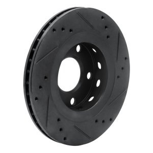 Audi A8 Brake Rotor (1) - Rear Left - R1 Concepts - Drilled & Slotted - Black - `00-`03